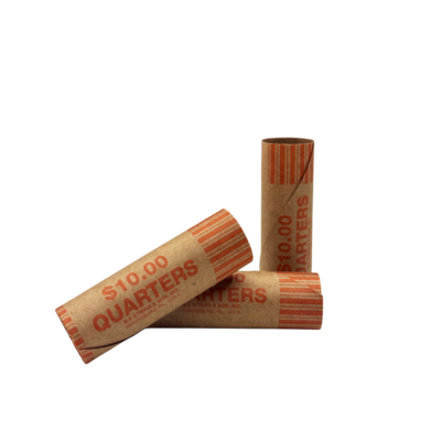 CONTROLTEK $10 Quarter Crimped-End Coin Wrapper, Kraft/Orange, 1000/Carton (560054)