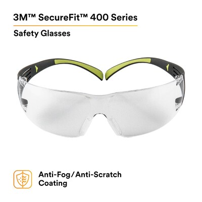 3M SecureFit Anti-Fog Safety Glasses, Clear Lens, 20/Carton (SF401AF)