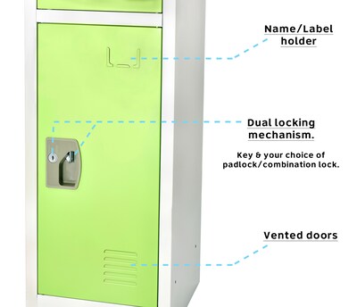 AdirOffice 72'' 3-Tier Key Lock Green Steel Storage Locker (629-203-GRN)