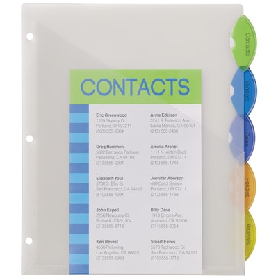 Avery Style Edge Insertable Plastic Dividers with Pocket, 5 Tabs, Multicolored (11292)