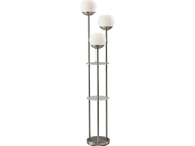 Adesso Bianca 63 Brushed Steel Floor Lamp with 3 Globe Shades (4023-22)