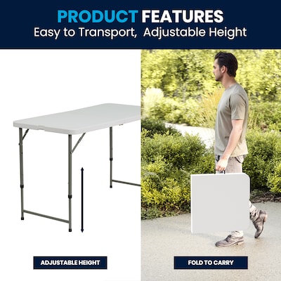 Flash Furniture Elon Folding Table, 47.75" x 23.75", Granite White (DADYCZ122Z2)