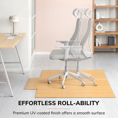 Anji Mountain Standard Bamboo Carpet & Hard Floor Chair Mat with Lip, 55" x 57", Natural (AMB24008)