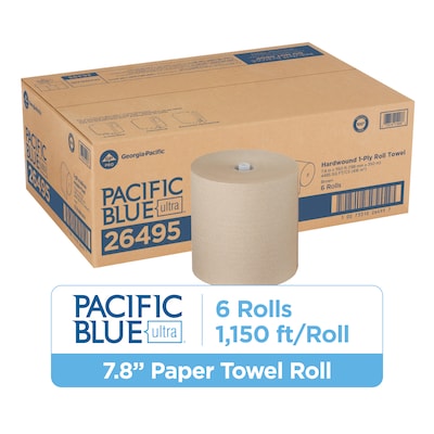 Pacific Blue Ultra Recycled Hardwound Paper Towels, 1-Ply, 6 Rolls/Carton (26495)