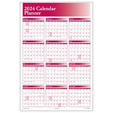 2024 ComplyRight 24 x 36 Dry Erase Yearly Wall Calendar, Reversible, Burgundy (J0056BU)