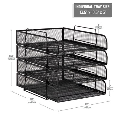 Mind Reader Metal Front Loading Stackable Letter Tray, Letter/Legal Size, Black (BSTACK4-PNK)