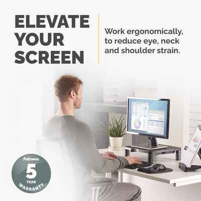 Fellowes Standard Adjustable Monitor Riser, Up to 42", Graphite (9169301)