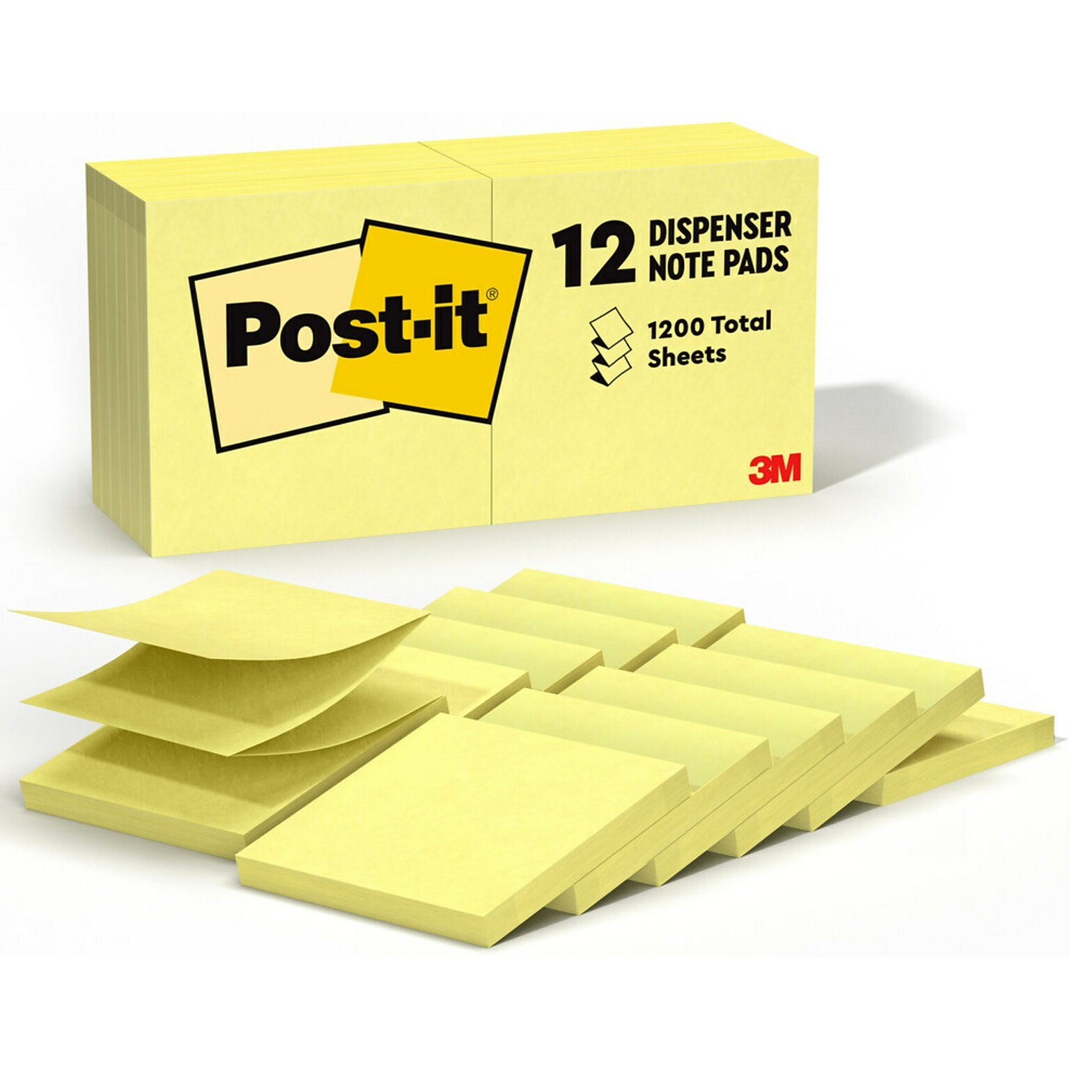 Post-it Pop-up Notes, 3 x 3, Canary Collection, 100 Sheet/Pad, 12 Pads/Pack (R330-YW)