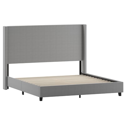 Flash Furniture Quinn Gray Upholstered Platform Bed with Headboard, King (YK1077GYK)