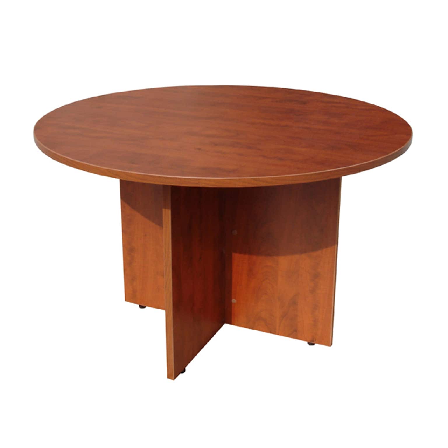 Boss Office Products 42 Round Cherry Laminate Table Set w/ 4 Black Vinyl Chairs (GROUP127C-D)