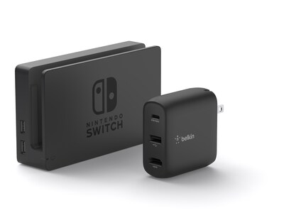 Belkin CONNECT 46.5W Multi-Port, Power Hub for USB Type-C Laptop or Nintendo Switch, Black (AVC010ttBK)