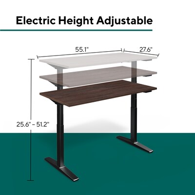Workplace 2.0 55"W Electric Rectangular Adjustable Standing Desk with Micro Movements, Espresso (WP63152)