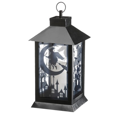 National Tree Company 16" Black Halloween Haunted House Lantern (RAH-YG179335-1)