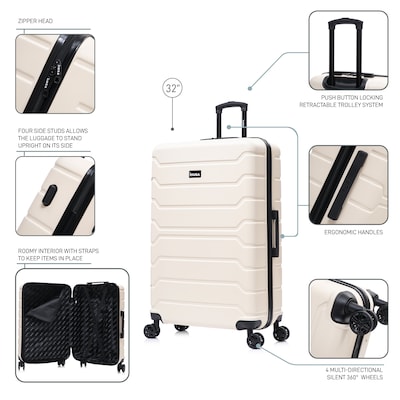 InUSA Trend 34.05" Hardside Suitcase, 4-Wheeled Spinner, TSA Checkpoint Friendly, Sand (IUTRE00XL-SAN)
