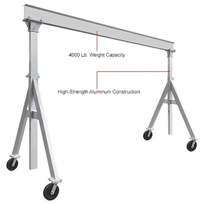 Global Industrial Height Adjustable Aluminum Gantry Crane, 12'W x 9'6"-12'H, 4000 Lb. Capacity (B2262132)