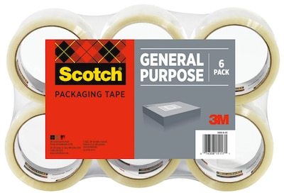 Scotch® Lightweight Shipping Packing Tape, 1.88 x 54.6 yds., Clear, 6 Rolls (3350-6)