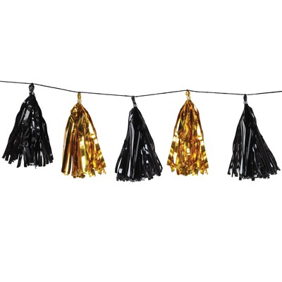 Beistle Metallic Tassel Garland Party, Black/Gold, 2/Pack (59927-BKGD)