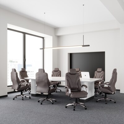 Boss Ergonomic LeatherPlus Swivel Executive Chair, Brown (B8871P-BB)