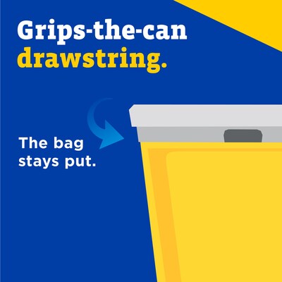 CloroxPro Glad 13 Gallon Drawstring Kitchen Trash Bag, Unscented, Gray, 110 Total Bags (22657)