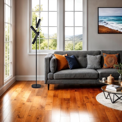 Adesso Greer 71H Matte Black Floor Lamp with 3 Cylindrical LED Shades (4216-01)