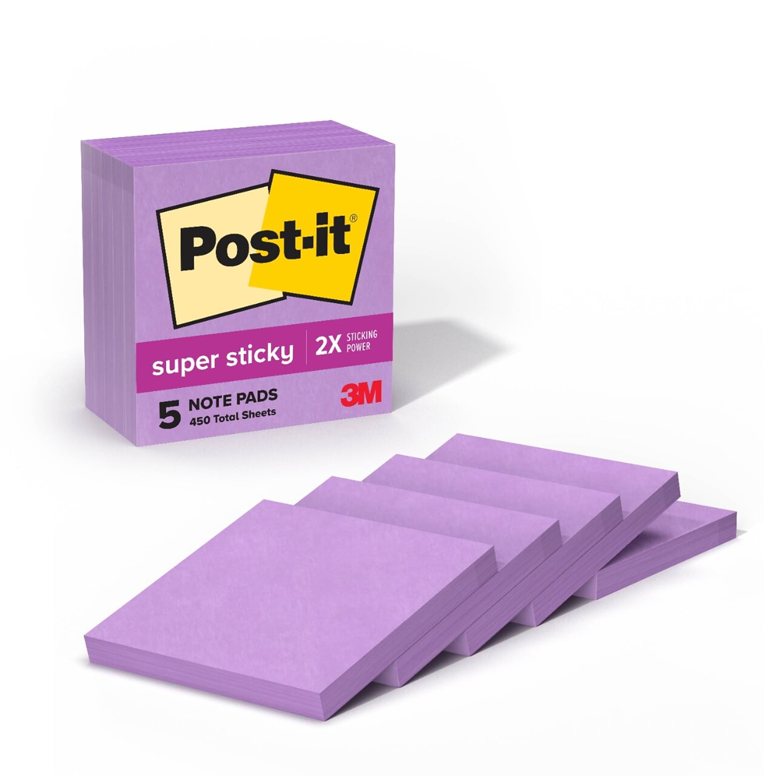 Post-it Super Sticky Notes, 3 x 3, Mulberry, 90 Sheet/Pad, 5 Pads/Pack (654-5SSCG)