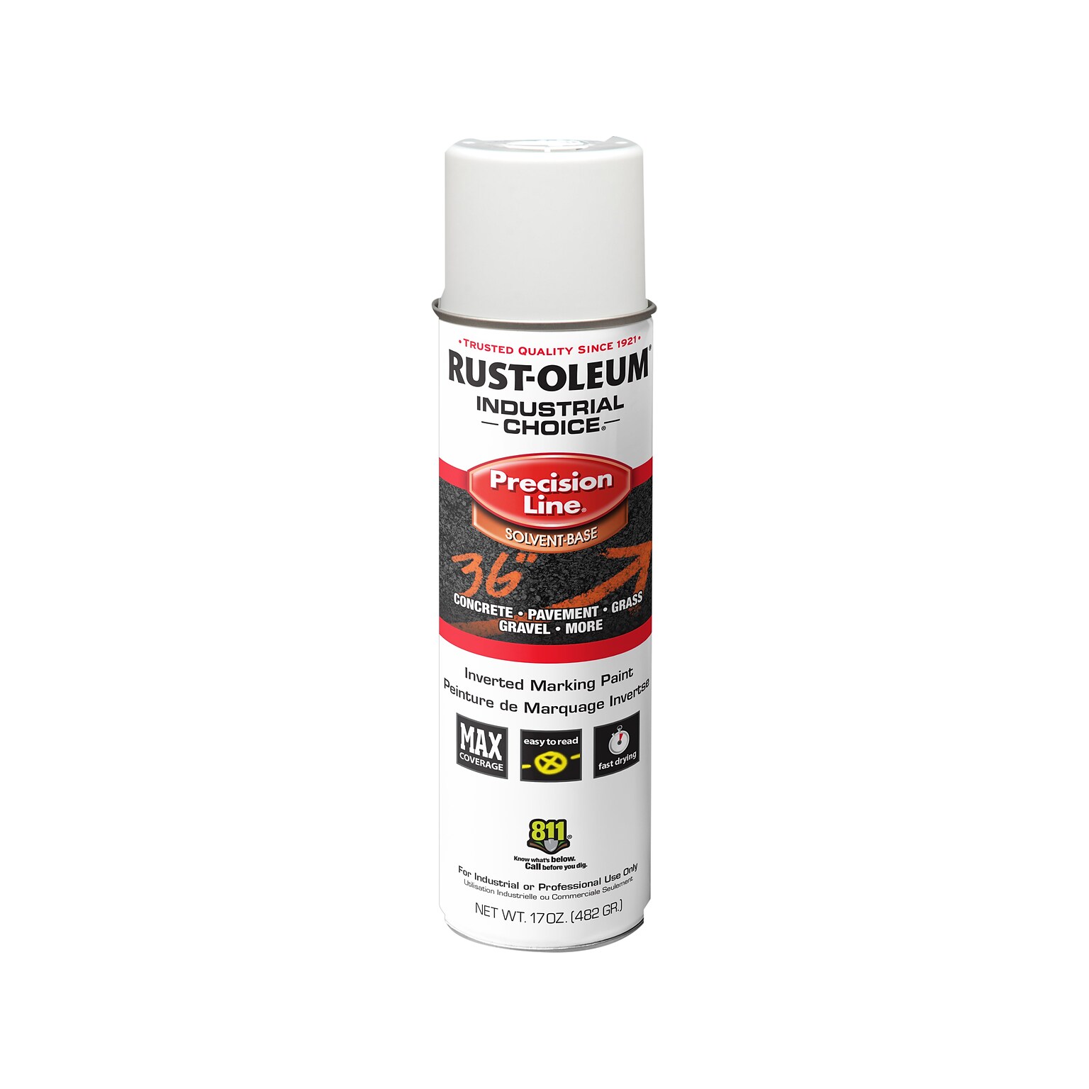 Rust-Oleum Solvent-Based Industrial Choice Precision Line Inverted Marking Paint, White, 17 oz., 12/Pack (RST203030V)