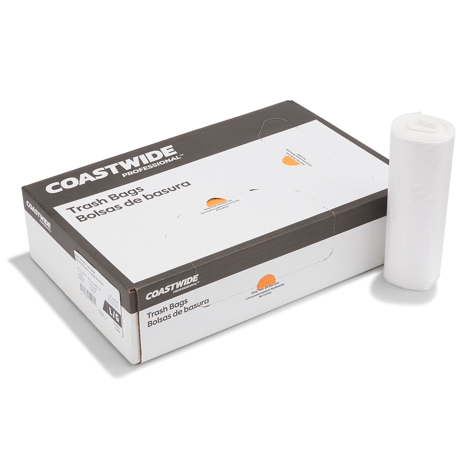 Coastwide Professional™ 55-60 Gallon Trash Bag, 38 x 60, High Density, 14 mic, Natural, 8 Rolls (CW18201/Z7660HN)