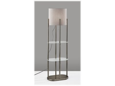 Adesso Norman 60.5 Brushed Steel Floor Lamp with Cylindrical Shade (1518-22)