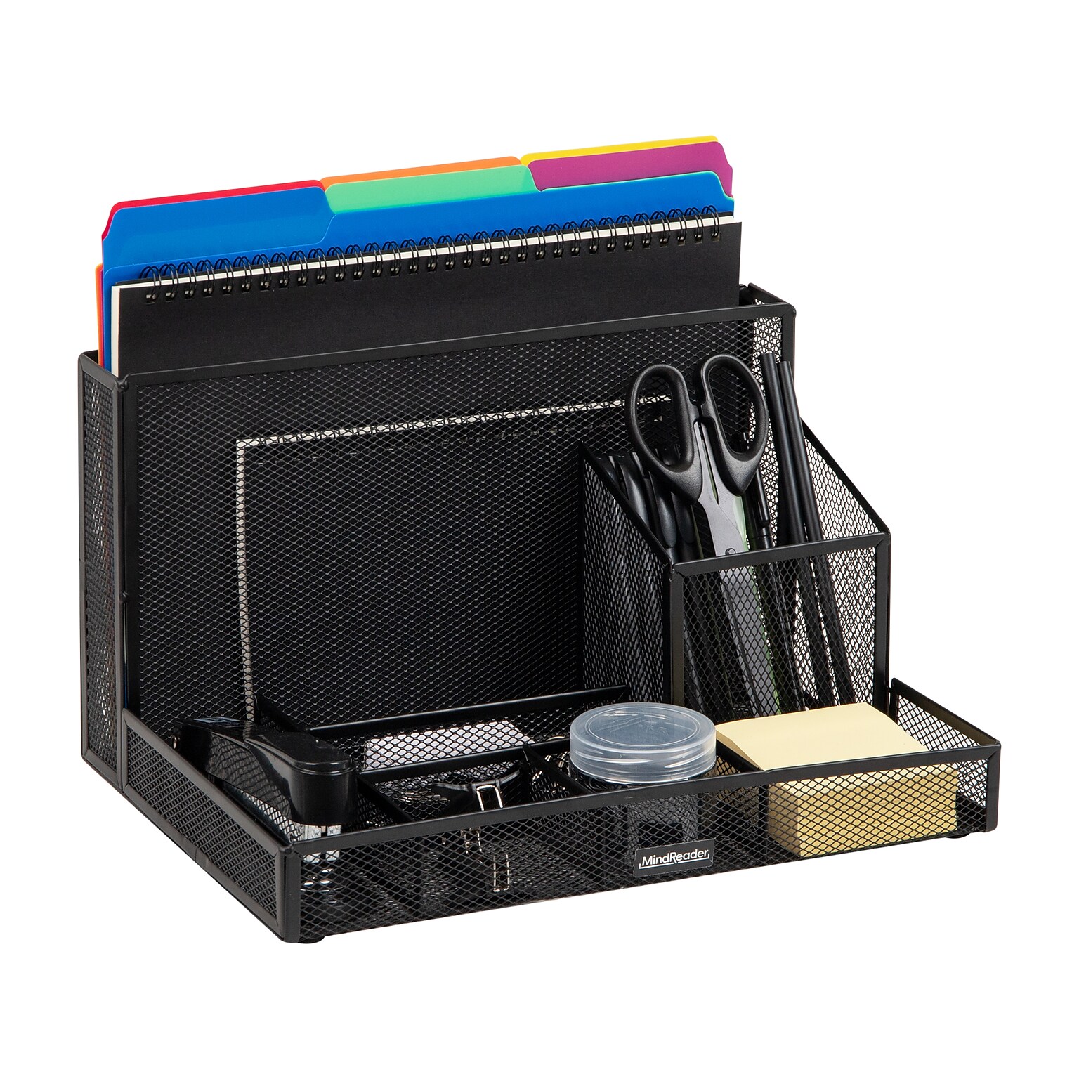 Mind Reader 8-Compartment Metal Mesh Desk Organizer and Office Supplies, Black (DORGSET-BLK)