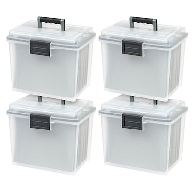 IRIS WeatherPro Portable File Box, Letter Size, Clear, 4/Carton (110351CT)