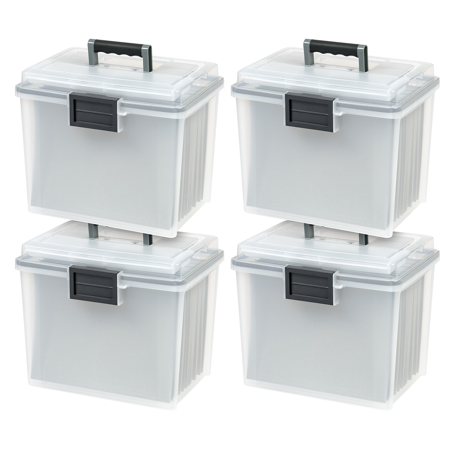 IRIS WeatherPro Portable File Box, Letter Size, Clear, 4/Carton (110351CT)