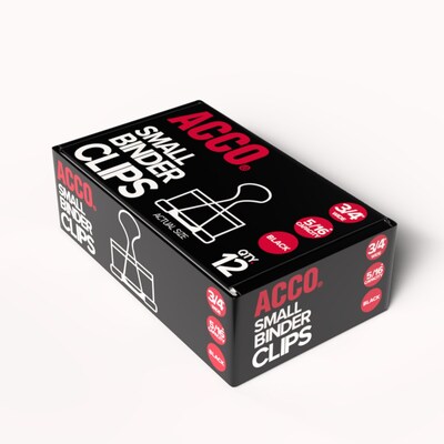 ACCO Small Binder Clips, Black, 12/Box (A7072020)