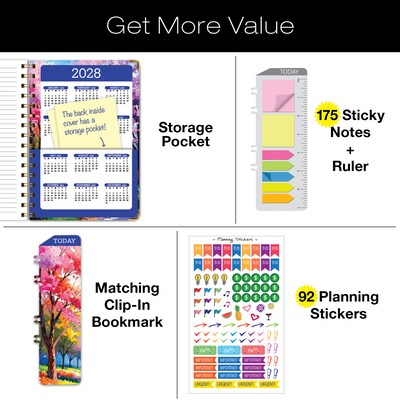 2027 Excello Brands 6" x 8" Weekly & Monthly Standard Planner, Paperboard Cover, Watercolor Tree (FSHN-CY27-58-43)