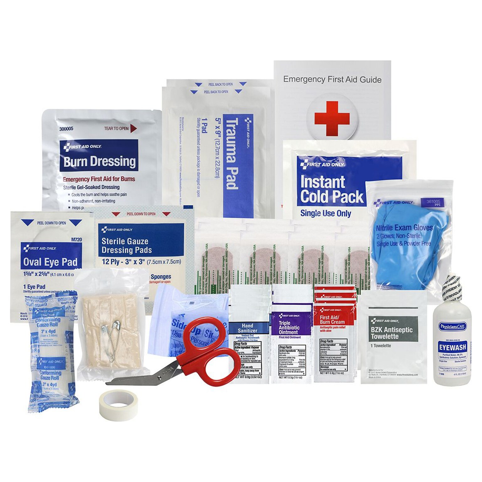 First Aid Only First Aid Kit Refill, ANSI 2021 Class A, 25 People, 94 Pieces (91359)