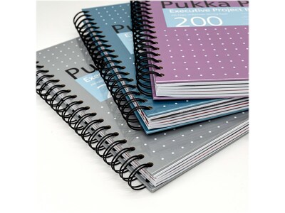 Pukka Pad Metallic 5-Subject Subject Notebooks, 6.9" x 9.8", College Ruled, 100 Sheets, Assorted Colors, 3/Pack (9589-MET)