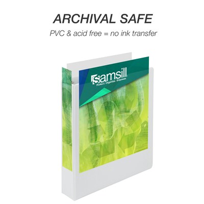 Samsill Earth's Choice Plant-Based Durable  1.5" View Binder, 3-Ring ,Made in USA, White (18957)