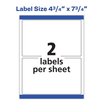 Avery Print-to-the-Edge Laser Shipping Labels, 4-3/4" x 7-3/4", White, 2 Labels/Sheet, 25 Sheets/Pack   (6876)