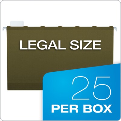 Pendaflex Ready-Tab Hanging File Folders, 6-Tab, Legal Size, Standard Green, 25/Box (PFX 42591)