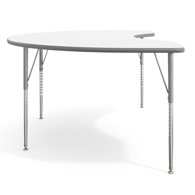 Flash Furniture Wren Kidney Activity Table, 72" x 48", Height Adjustable, White Top/Silver Frame (XUA4872KDWHTA)