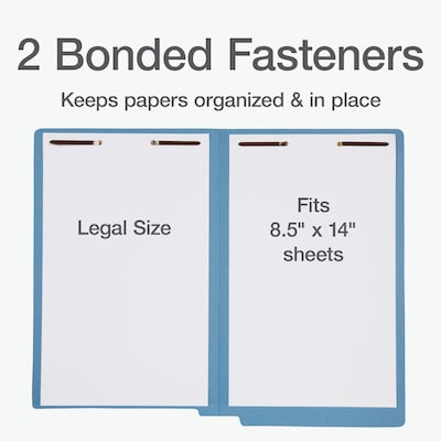 Pendaflex Fastener Folders End Tab File Folder, Straight Cut, Legal Size, PaperStock, Blue, 50/Box(1007058)