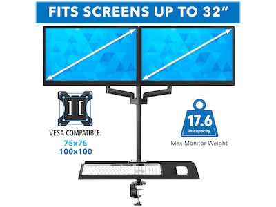 Mount-It! Adjustable Monitor Mount, Up to 32", Black (MI-7996)