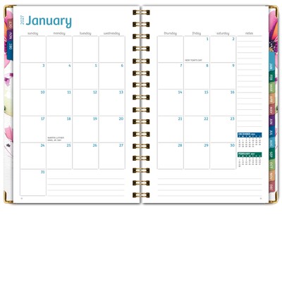 2027 Excello Brands 5.5" x 8" Weekly & Monthly Planner, Paperboard Cover, Rainbow Floral (ORY27-FSH58-53)