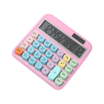 SaharaCase 12-Digit Battery/Solar Powered Desktop Calculator, Pink (KB52)