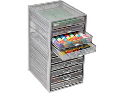 Mind Reader 10-Compartment Metal Mesh File Storage Drawers, Silver (10CABMESH-SIL)