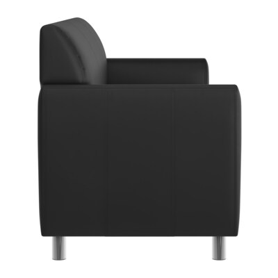 Flash Furniture Hercules Diplomat LeatherSoft Sofa, Black/Chrome Legs (BT8273BKCHR)