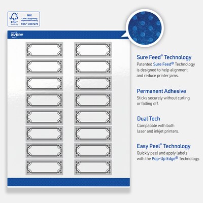 Avery Rectangle Multipurpose Labels, 1" x 2-5/8", White, 160/Pack (19479370597)