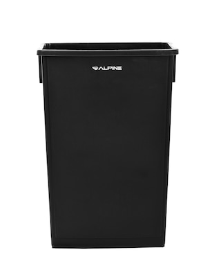 Alpine Industries Plastic Indoor Commercial Slim Trash Can with Dolly and Lid, 23 Gallon, Multicolored, 3/Pack (477-PKD1)