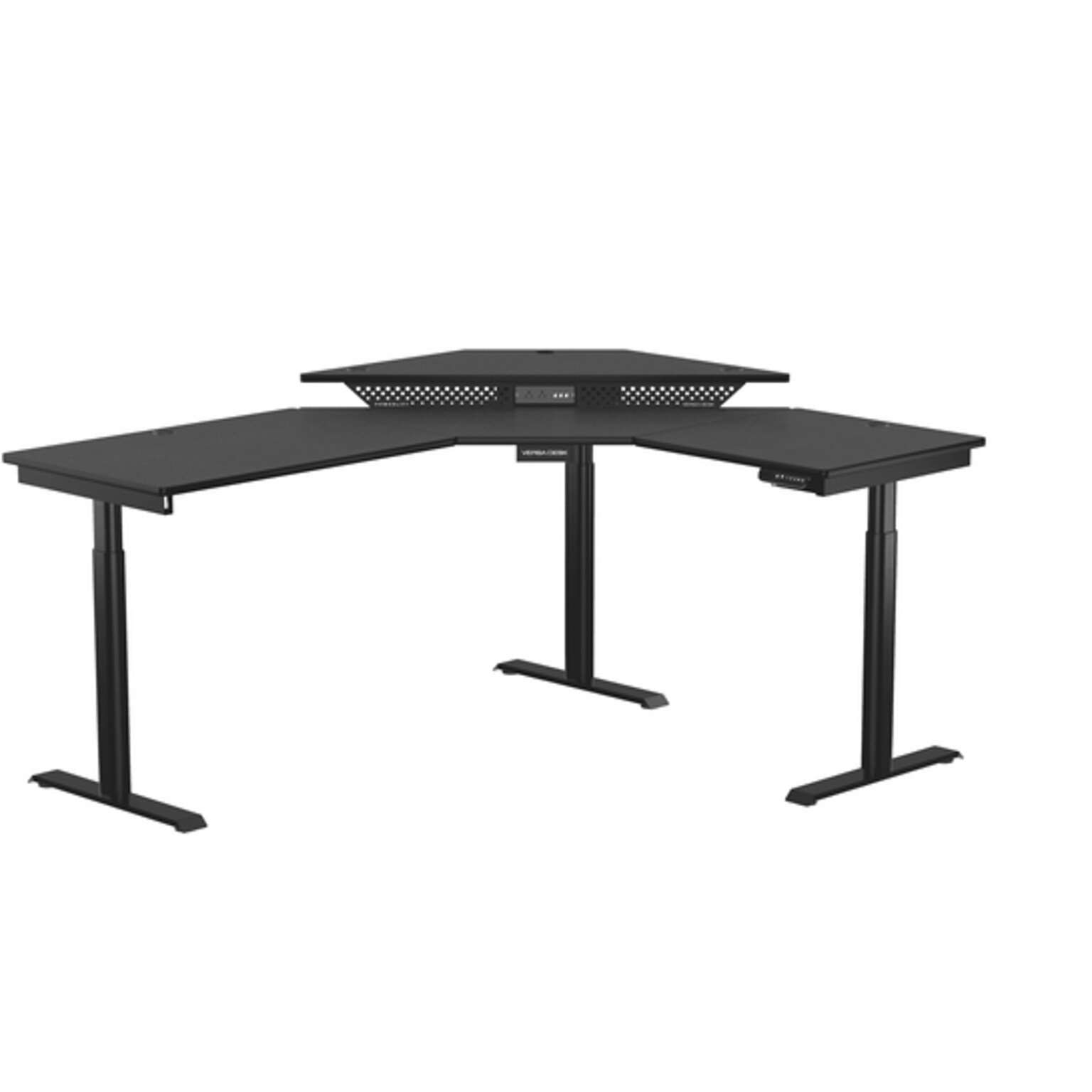 VersaDesk PowerLift 60W Electric Corner Adjustable Standing Desk, Black (PLCSD7260-BB-APP)