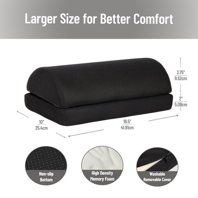 Mind Reader Air-Cloud Memory Foam Under Desk Footrest, Black (FTMESH-BLK)
