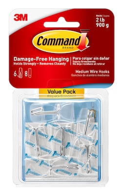 Command Damage Free Medium Hook, 2 lb, Clear, 6/Pack (17065CLR-VPES)